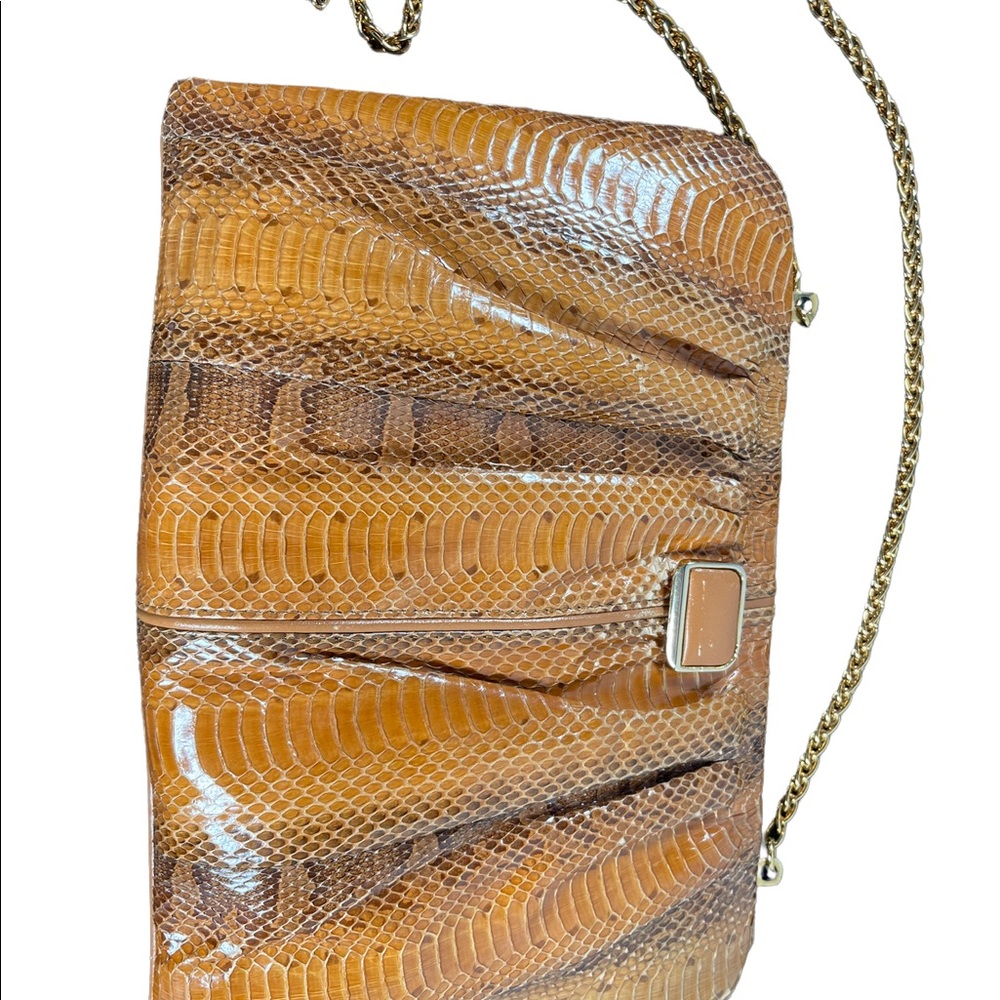 Vintage 1960s Snow White Snake skin leather clutch shoulder bag purse boho - Picture 4 of 16